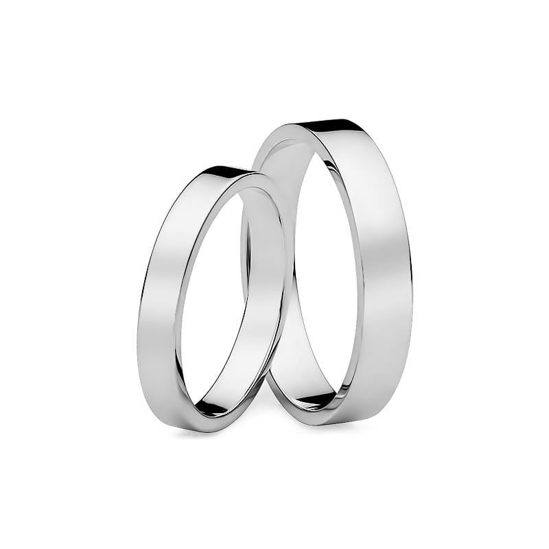 Classic Flat White Gold Wedding Bands Rings 3 and 4mm