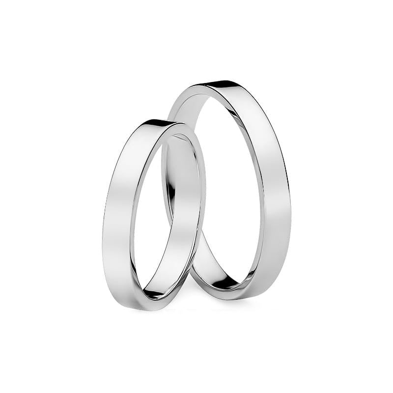 Classic Flat White Gold Wedding Bands Rings 3mm