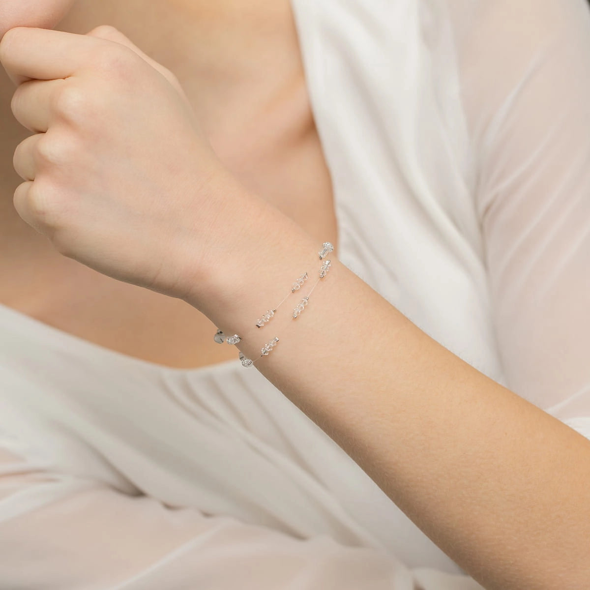 Sterling Silver Bridal Bracelet with Swarovski Crystals