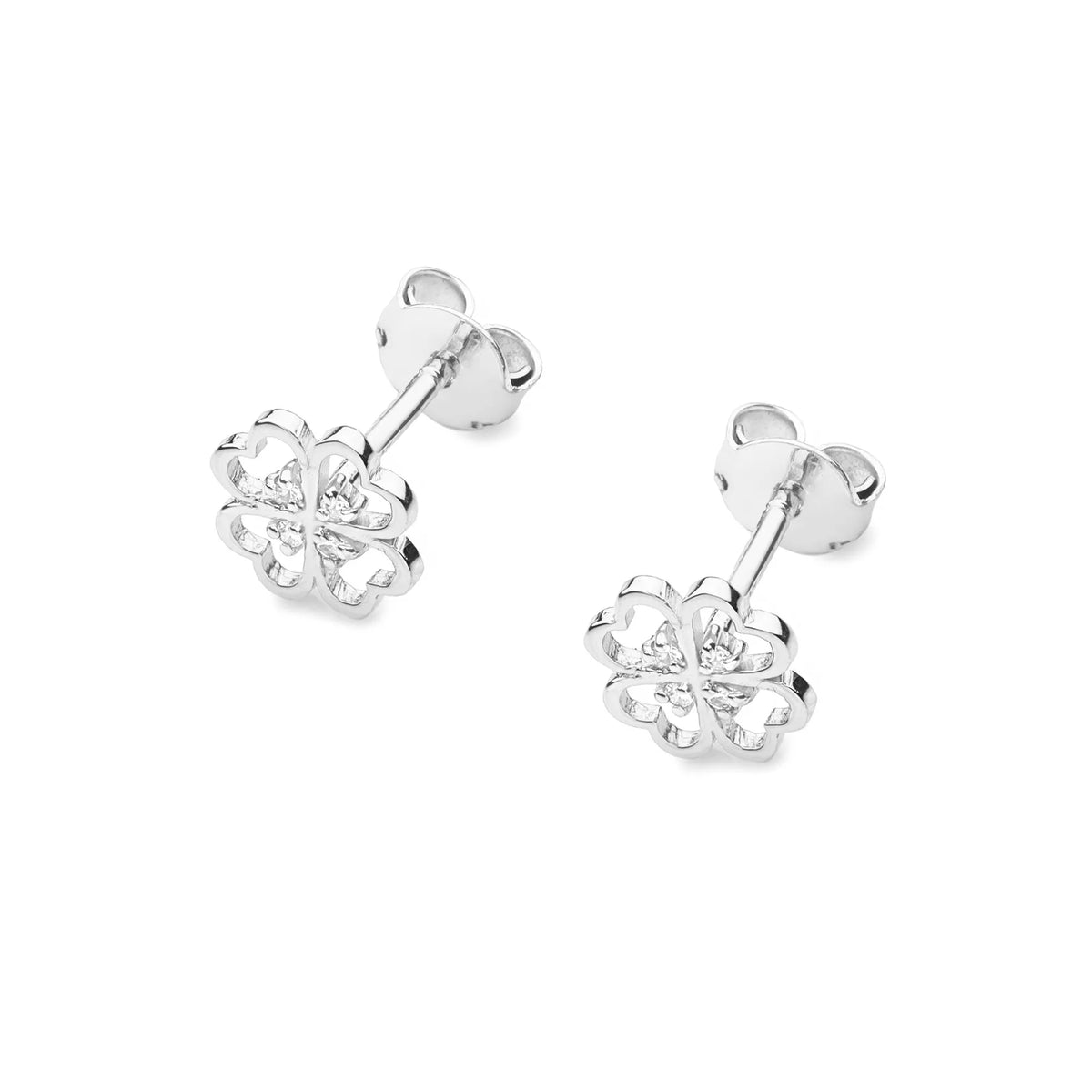 White Gold Earrings with 0.04 ct Diamonds | 585 (14k) White Gold Stud Earrings