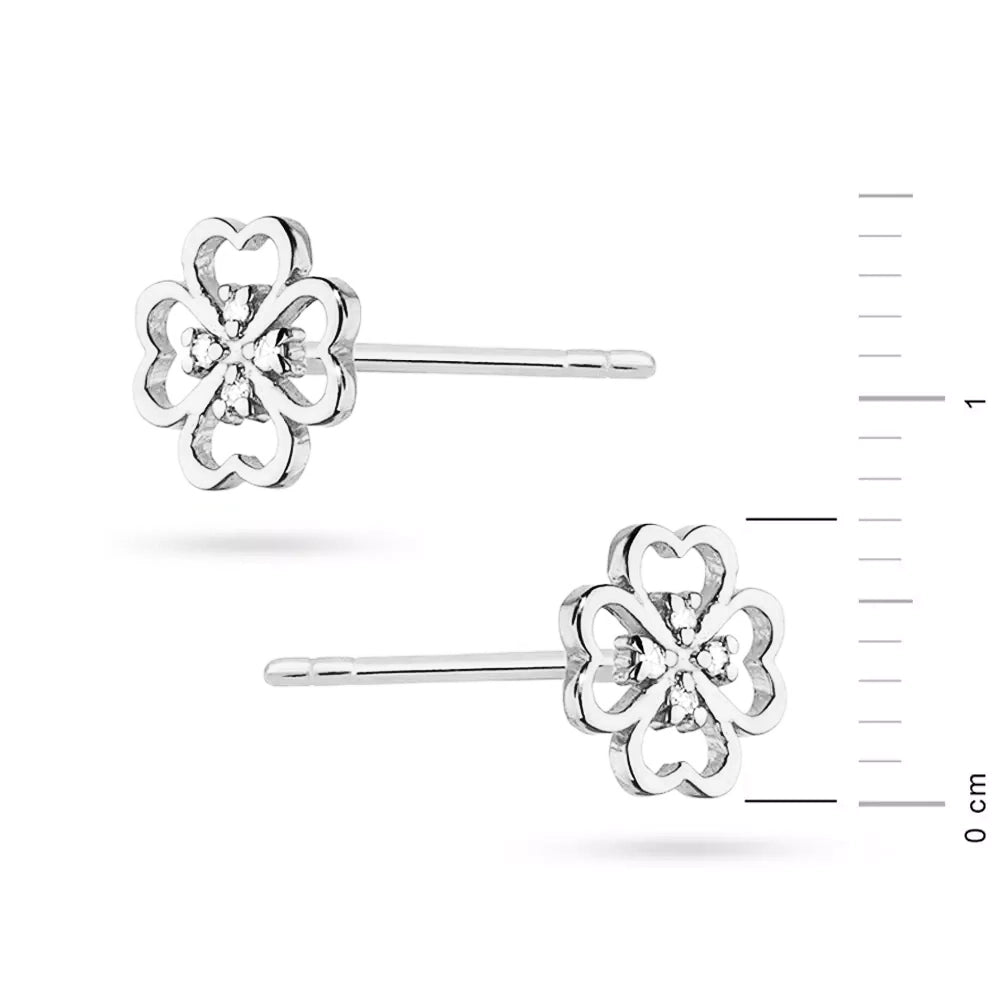 White Gold Earrings with 0.04 ct Diamonds | 585 (14k) White Gold Stud Earrings