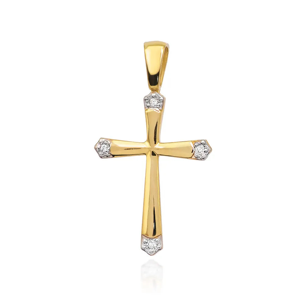 goldenes Kreuzanhänger mit Diamanten d0001-diw-01