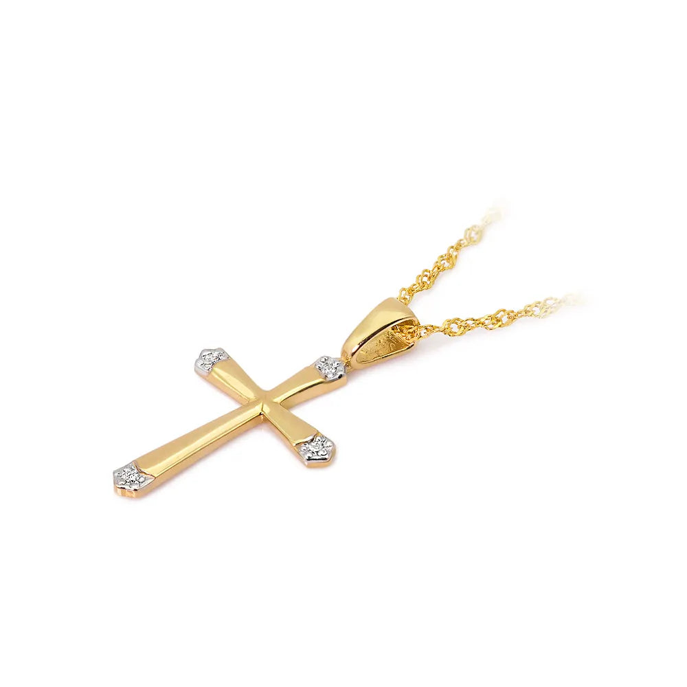 goldenes Kreuzanhänger mit Diamanten d0001-diw-01