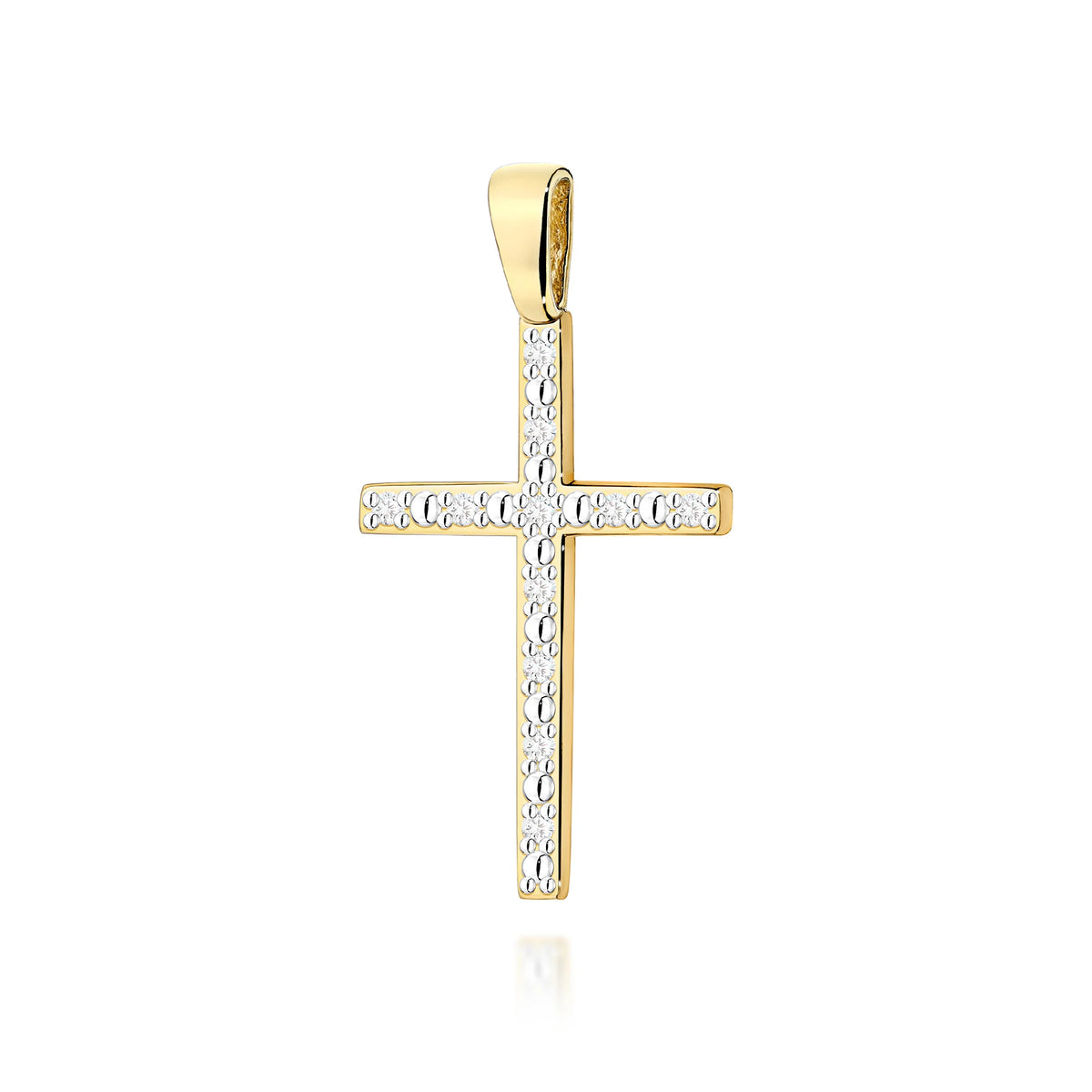 Yellow Gold Cross Pendant with Diamonds 0,05 ct