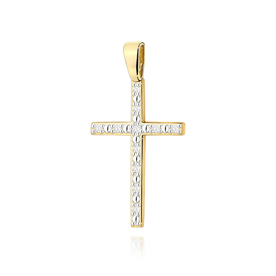 Zlatý krížový prívesok s diamantmi