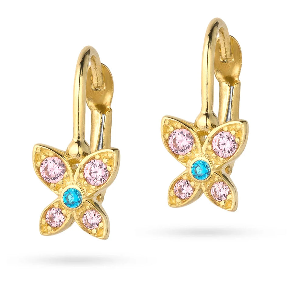 Boucles d’oreilles cœur en or pour enfants avec zirconia