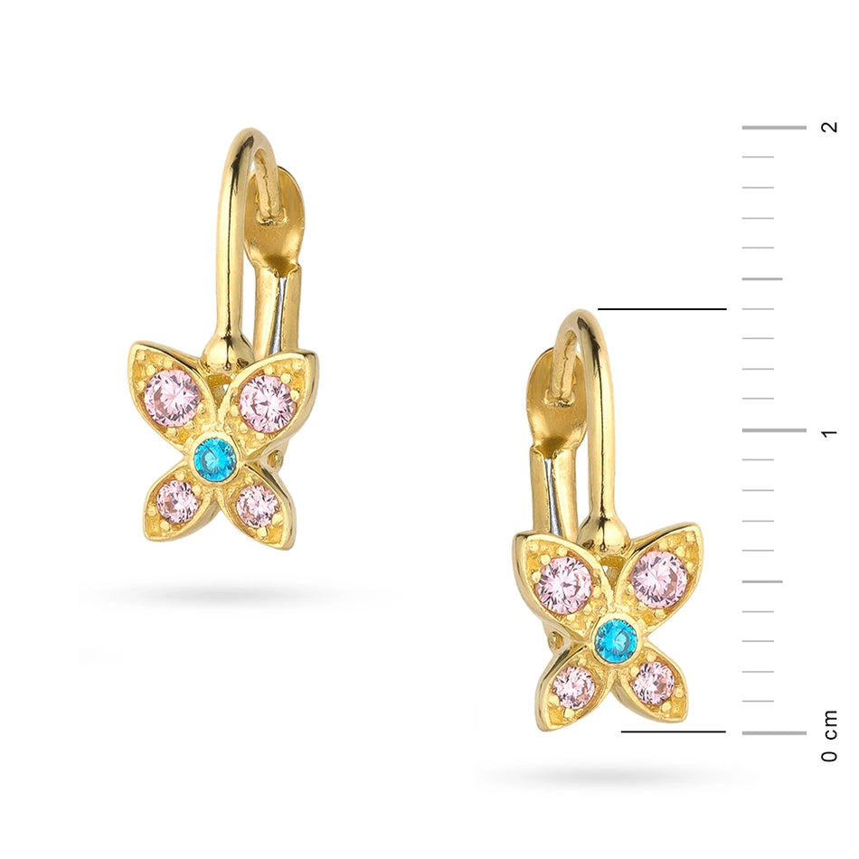 Boucles d’oreilles cœur en or pour enfants avec zirconia