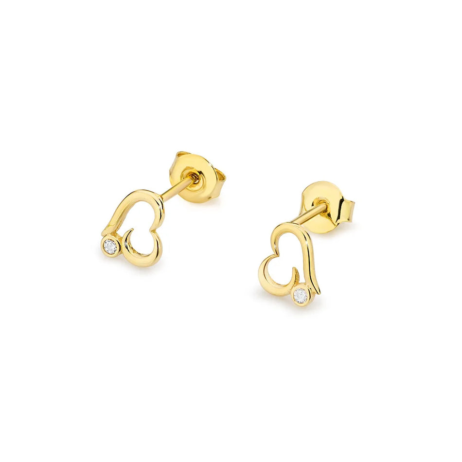 Children’s Gold Flower Earrings with Multicolored Zirconia