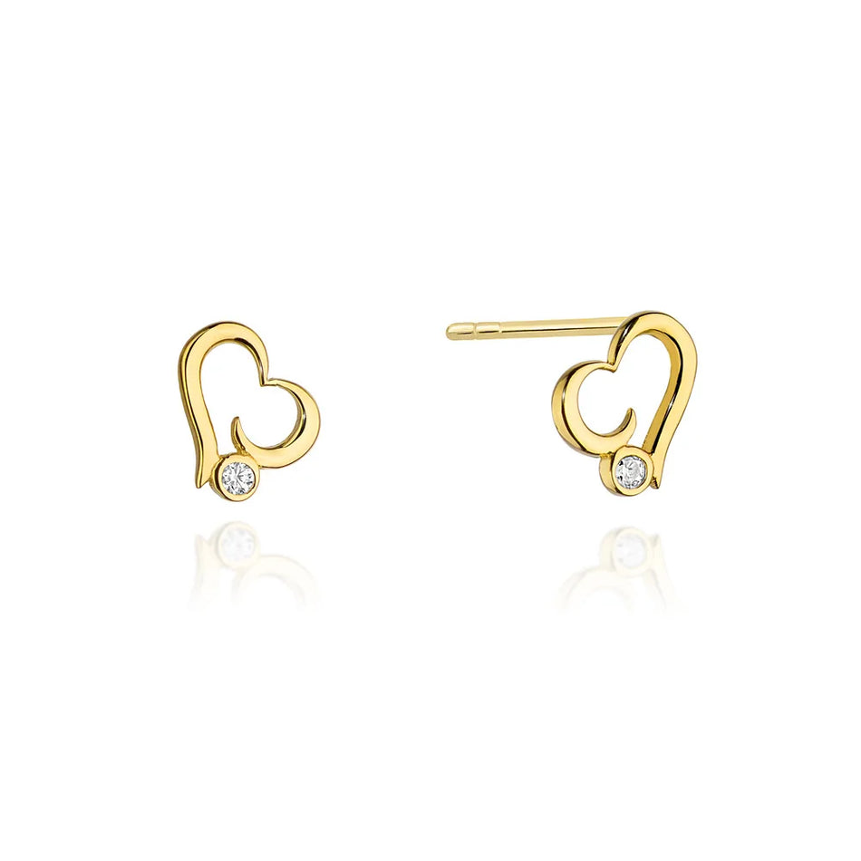 Children’s Gold Flower Earrings with Multicolored Zirconia