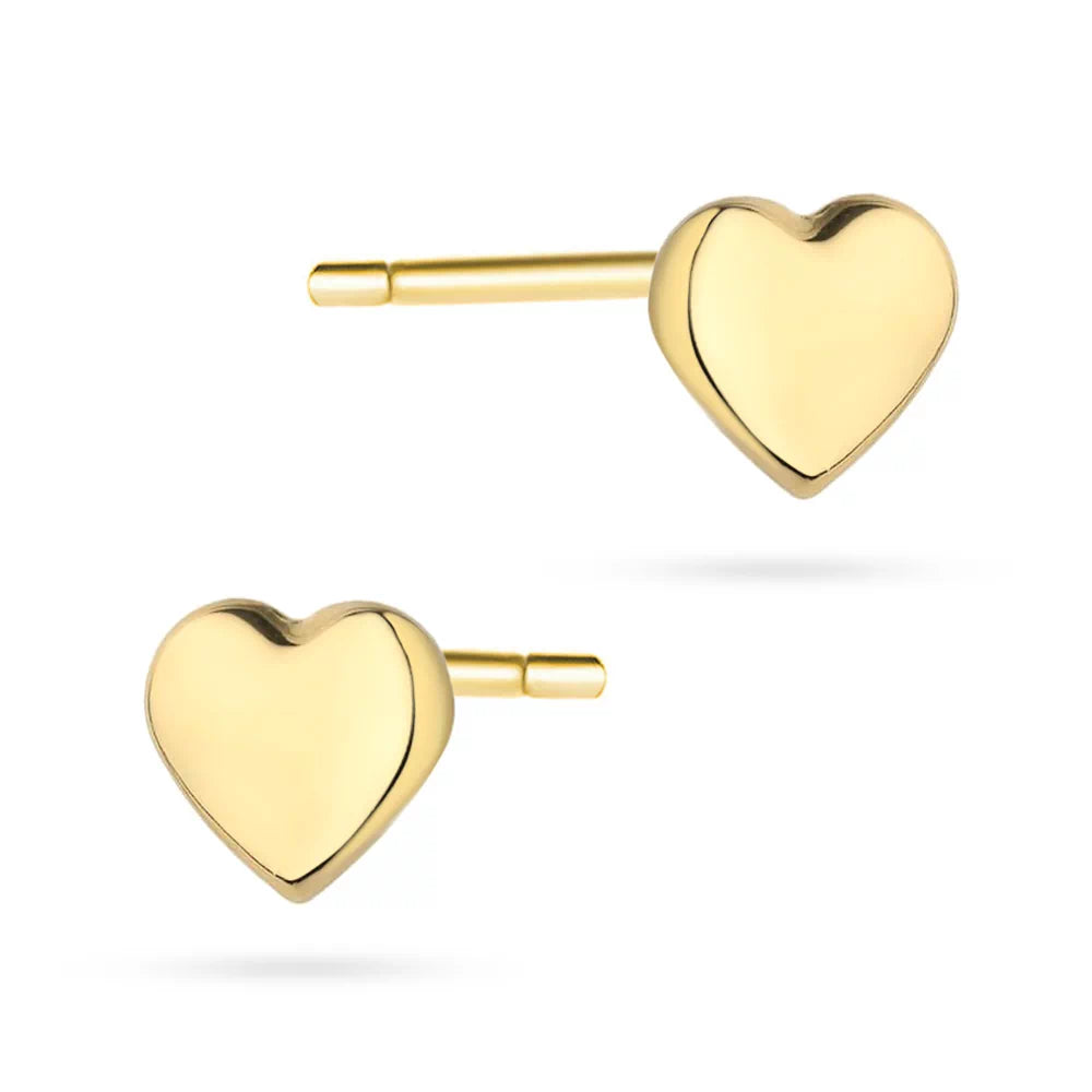 Yellow Gold Heart Stud Earrings | 585 (14k) Yellow Gold Stud Earrings