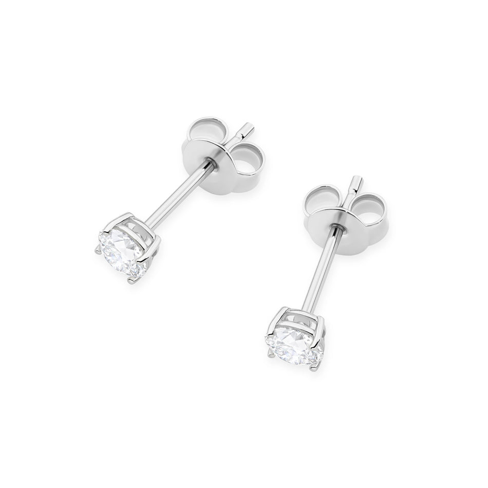 White Gold Stud Earrings with 2 × 0,30ct Round Diamonds | 585 (14k) White Gold Stud Earrings