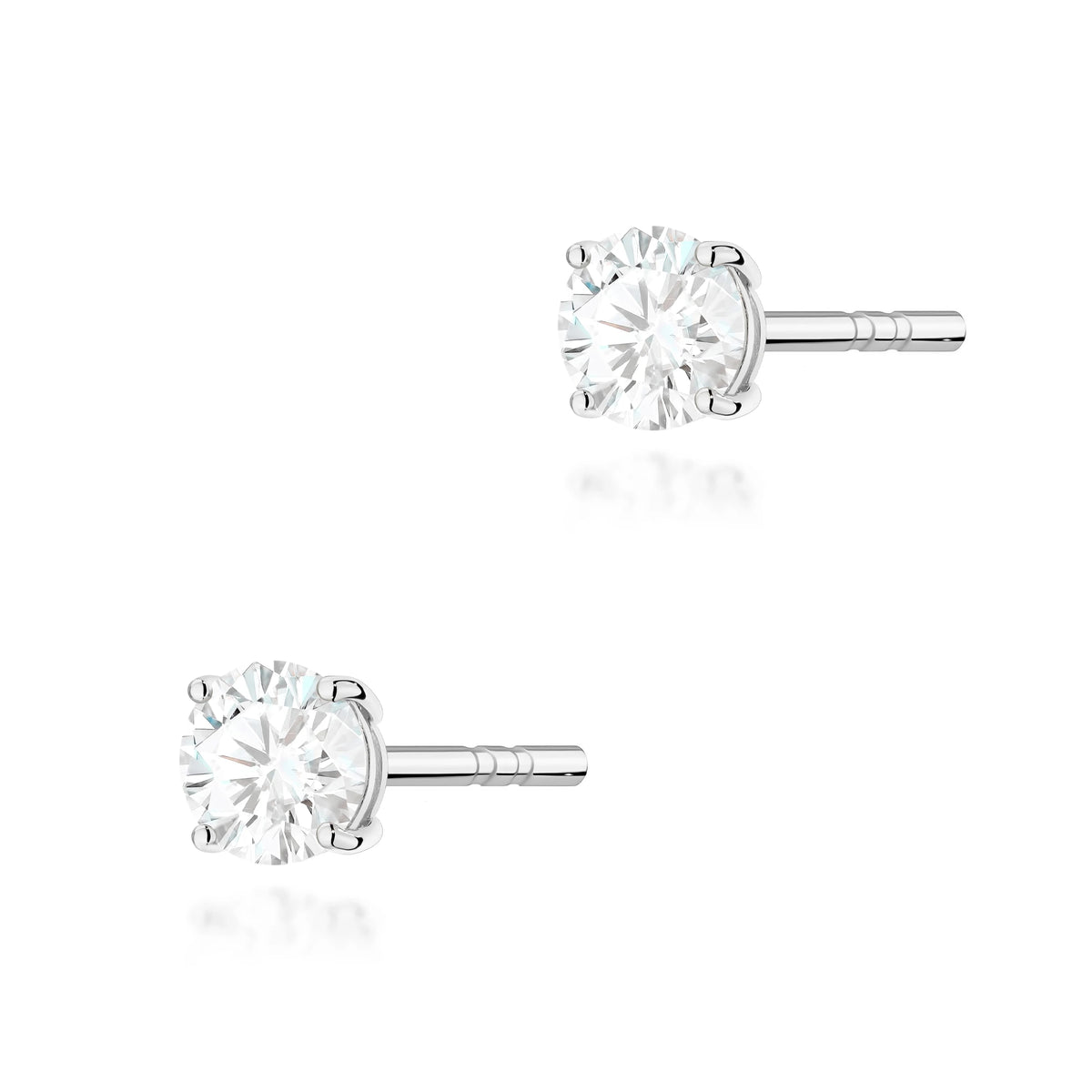 White Gold Stud Earrings with 2 × 0,30ct Round Lab-Grown Diamonds | 585 (14k) White Gold Stud Earrings