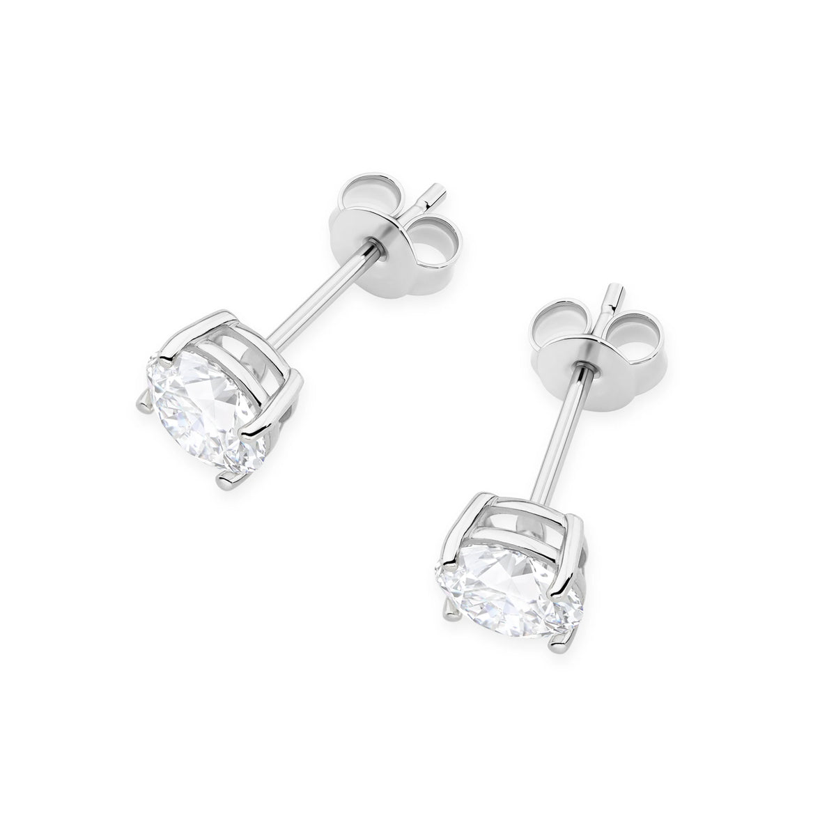 White Gold Stud Earrings with 2 × 1,00ct Round Lab-Grown Diamonds | 585 (14k) White Gold Stud Earrings