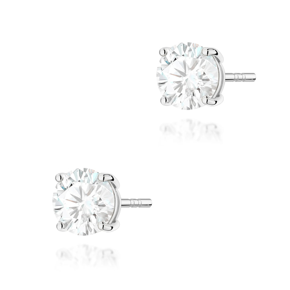 White Gold Stud Earrings with 2 × 1,50ct Round Lab-Grown Diamonds | 585 (14k) White Gold Stud Earrings