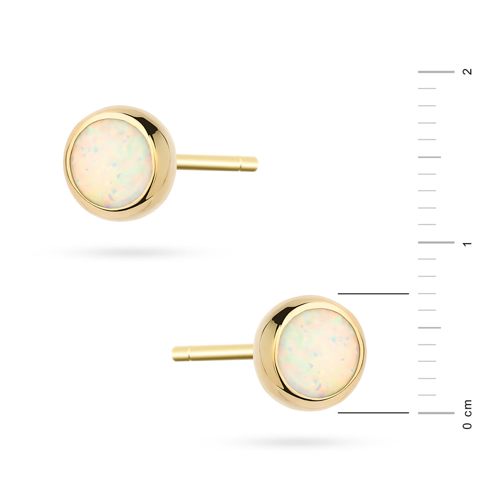 Yellow Gold Bezel-Set Opal Stud Earrings | 585 (14k) Yellow Gold Stud Earrings