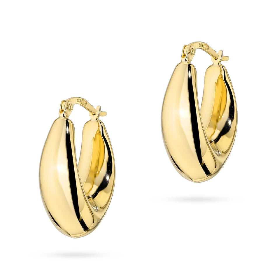 Yellow Gold Bold Teardrop Earrings with English Clasp | 585 (14k) Yellow Gold English Clasp Earrings