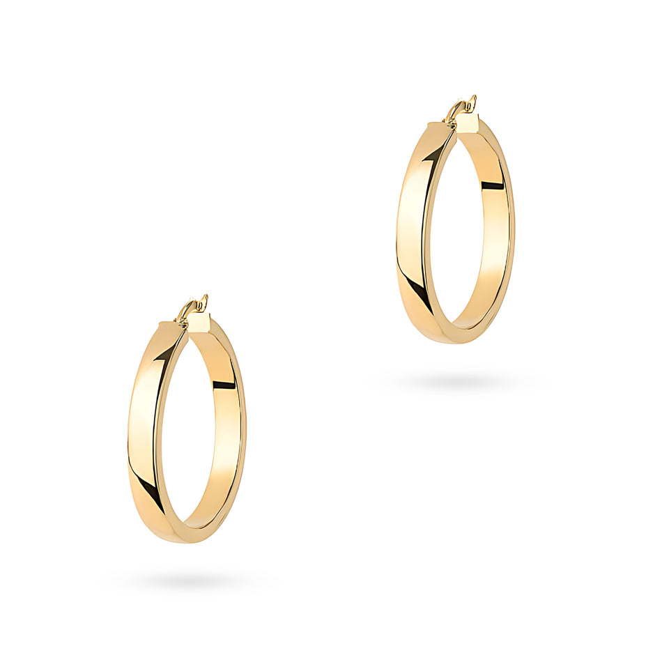 Yellow Gold Slim Hoop Earrings with English Clasp | 585 (14k) Yellow Gold English Clasp Earrings