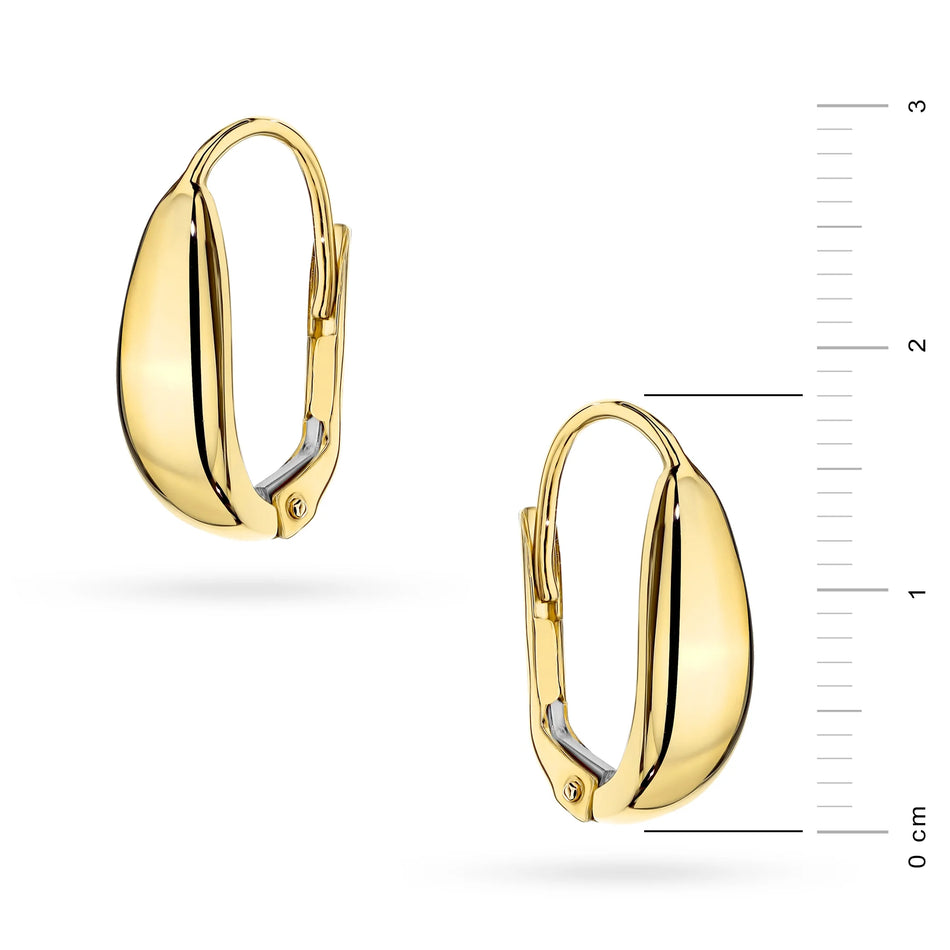 Yellow Gold Smooth Teardrop Earrings with English Clasp | 585 (14k) Yellow Gold English Clasp Earrings