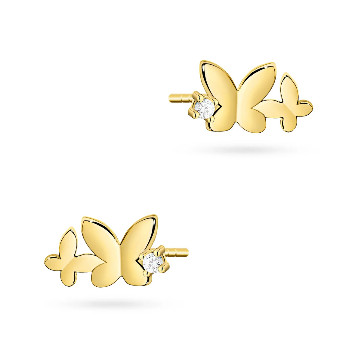 Kinder-Ohrstecker Schmetterling aus Gold mit Zirkonia