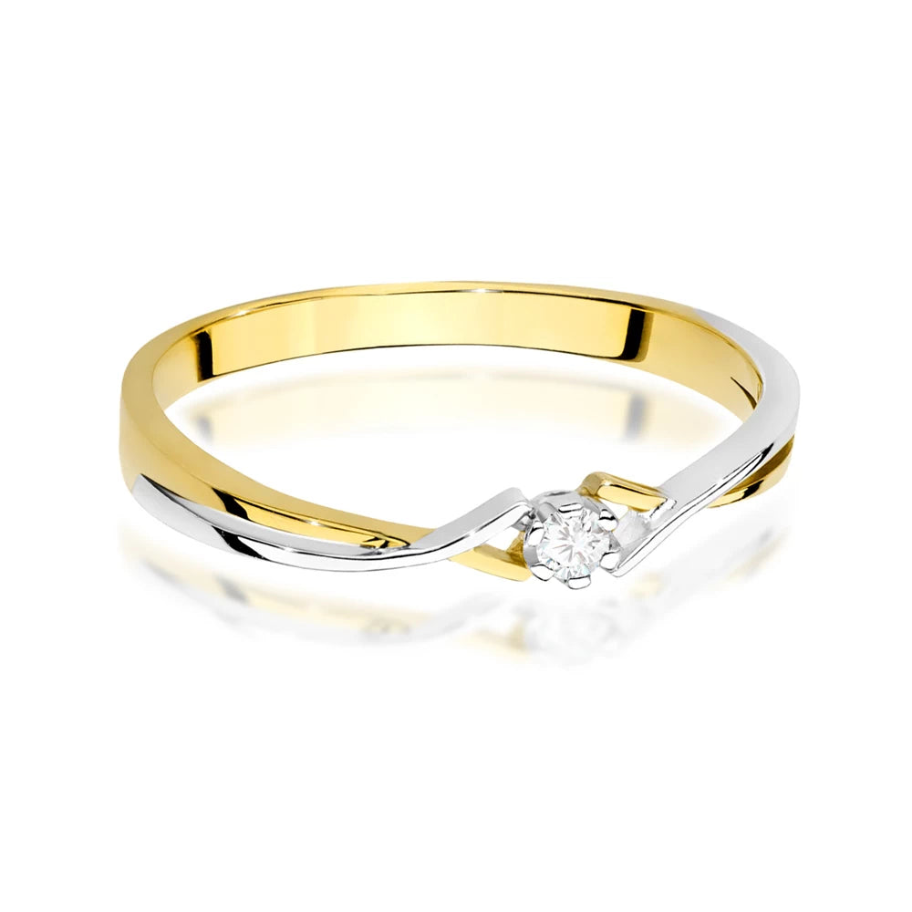 zweifarbiger Goldgeflecht-Ring mit Zirkonia EP097 333