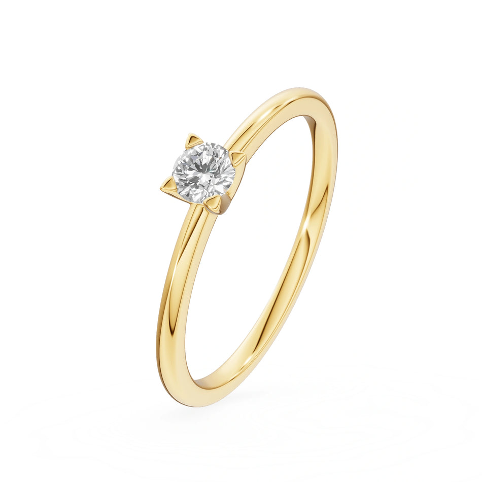 Gremari Seven Grace zásnubní prsten ze žlutého zlata s 0,15 ct přírodním diamantem – Round/Brilliant