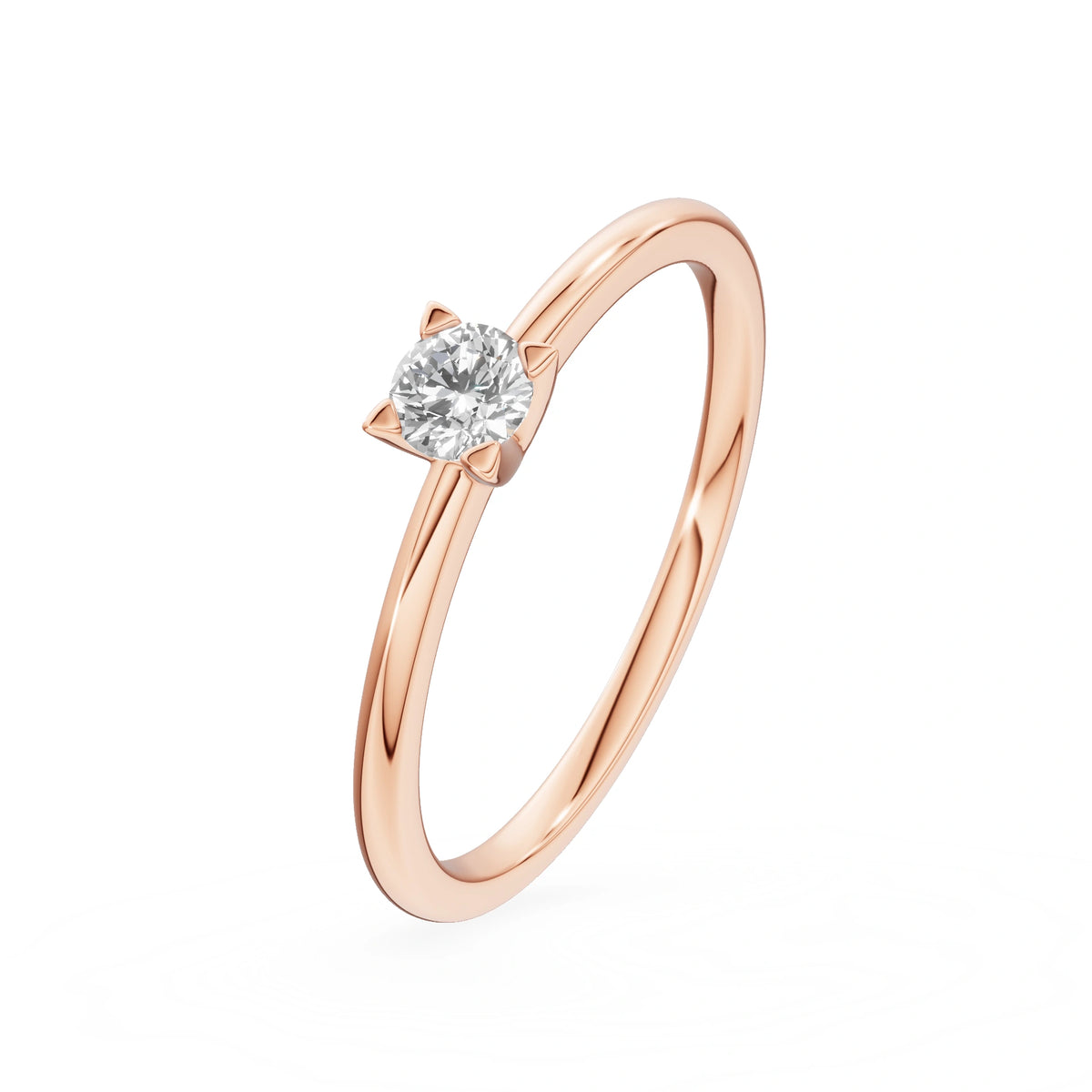 Bague de fiançailles en or rose 14K (585) - Gremari Seven Shine avec diamant de 0,15 ct, taille ronde