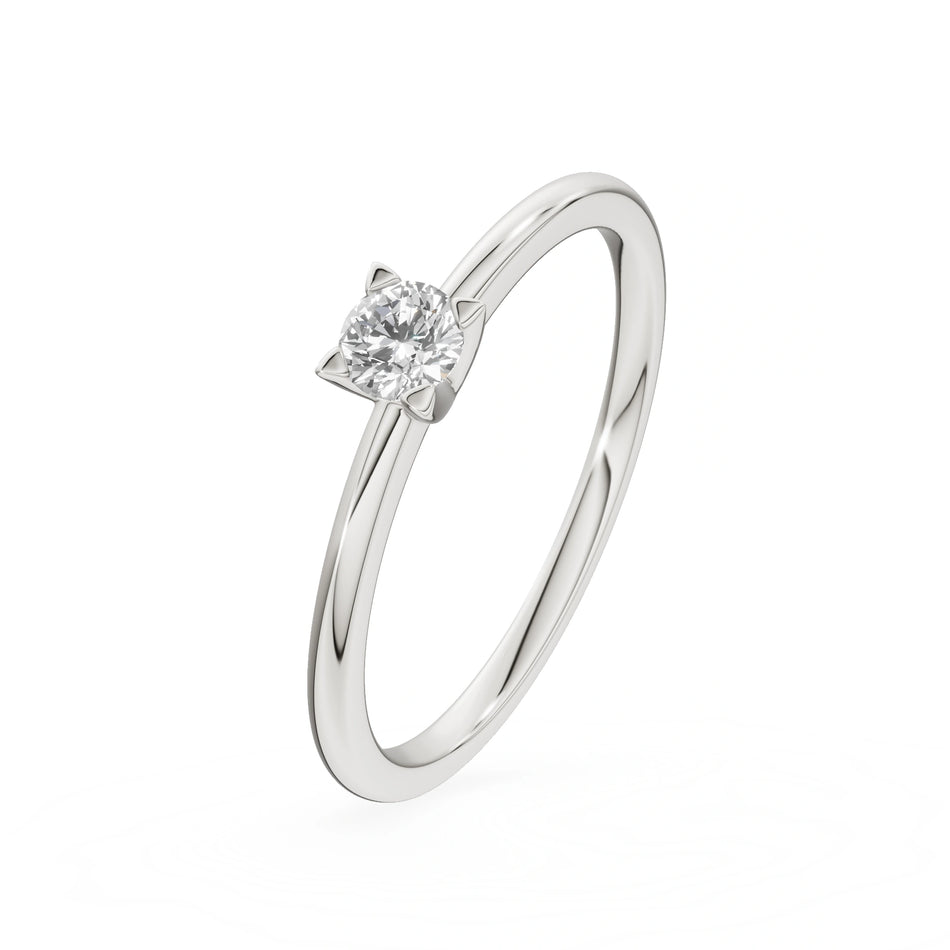 Bague de fiançailles en or blanc 14K (585) - Gremari Seven Shine avec diamant cultivé en laboratoire 0,15ct, taille ronde