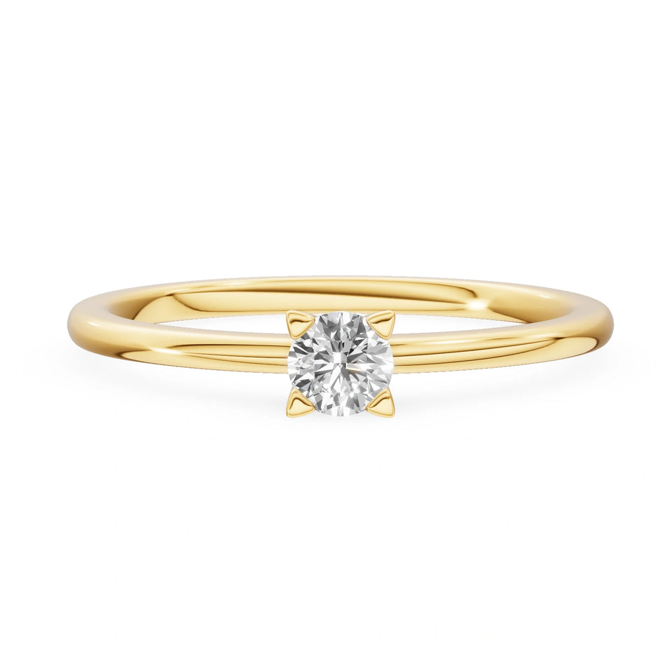 Bague de fiançailles en or jaune 14K (585) - Gremari Seven Shine avec diamant cultivé en laboratoire 0,15 ct, taille ronde