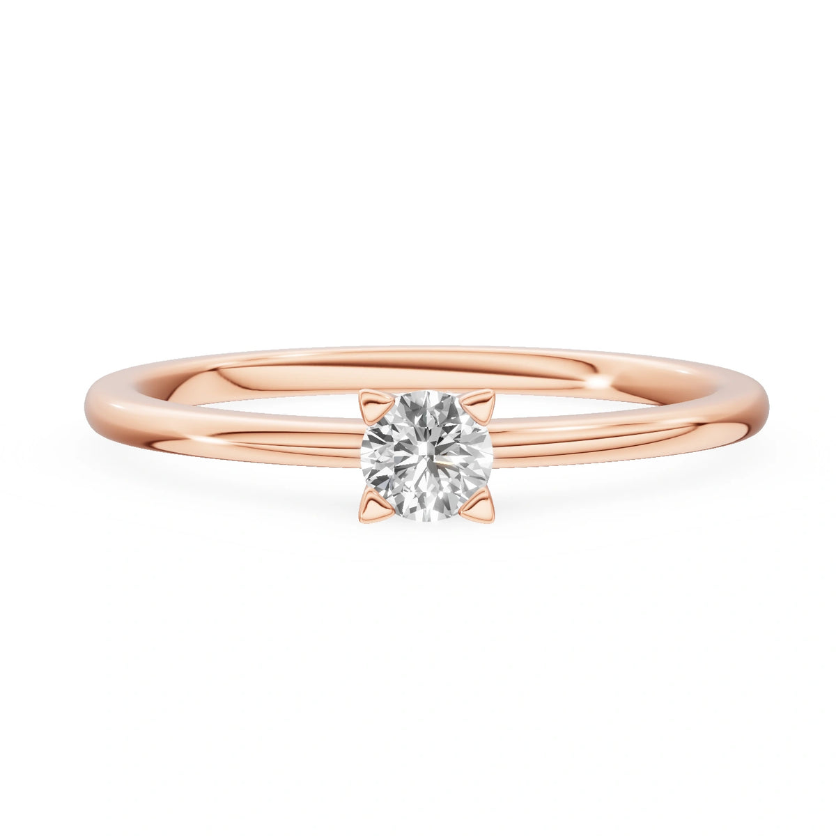 Bague de fiançailles en or rose 14K (585) - Gremari Seven Shine avec diamant cultivé en laboratoire 0,15 ct, taille ronde