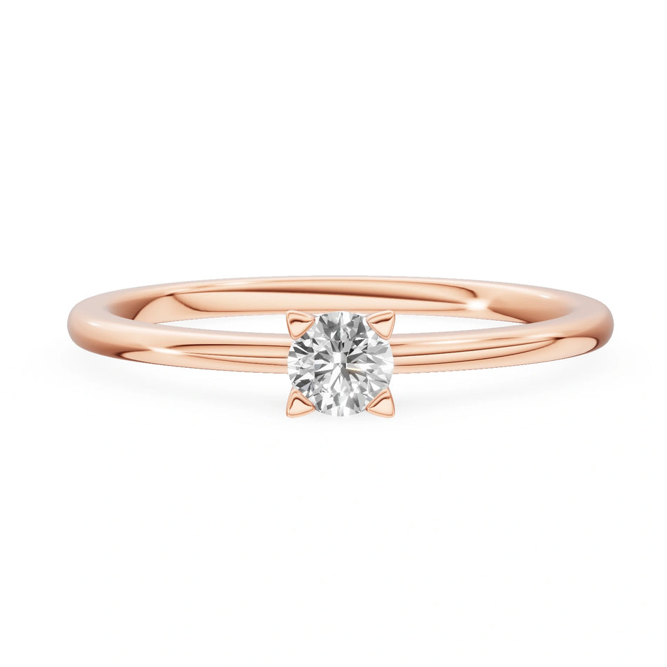 Bague de fiançailles en or rose 14K (585) - Gremari Seven Shine avec diamant cultivé en laboratoire 0,15 ct, taille ronde