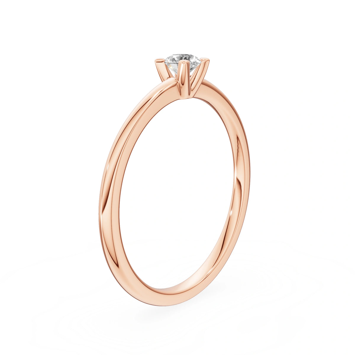 Bague de fiançailles en or rose 14K (585) - Gremari Seven Shine avec diamant de 0,15 ct, taille ronde