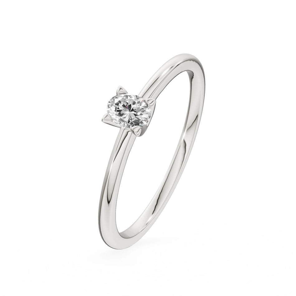 Bague de fiançailles en or blanc 14K (585) - Gremari Seven Shine avec diamant cultivé en laboratoire 0,15 ct, taille ovale