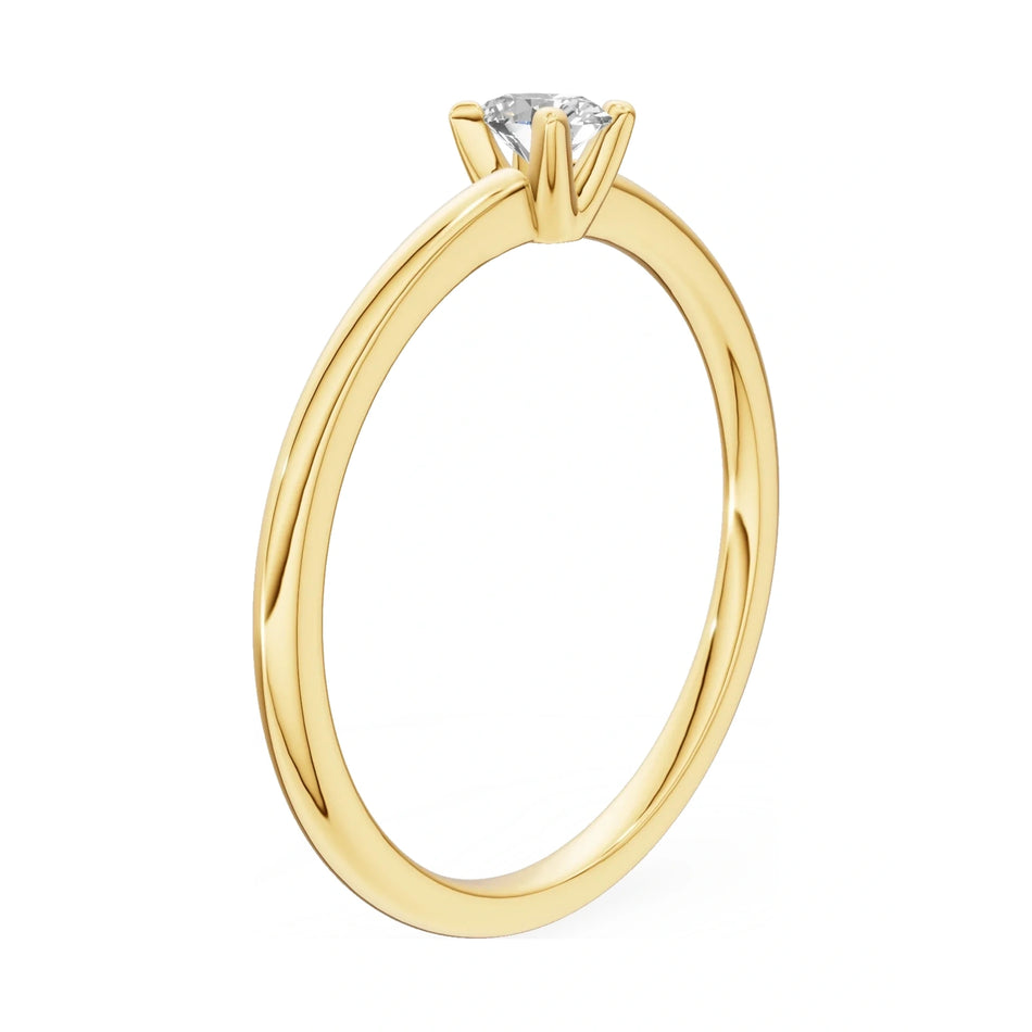 14K yellow gold GREMARI Seven Grace ring with 0.15 ct oval-cut lab-grown diamond
