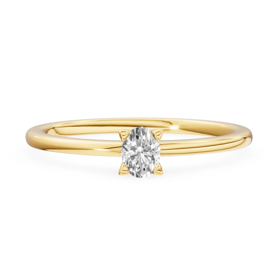 Yellow Gold 14K (585) Engagement Ring - Gremari Seven Grace with 0,15ct Lab Grown Diamond, Oval Cut