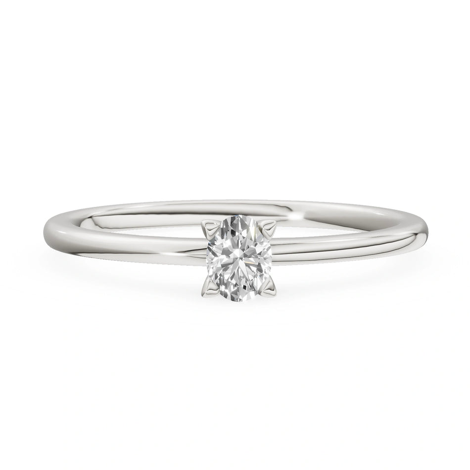 Bague de fiançailles en or blanc 14K (585) - Gremari Seven Shine avec diamant cultivé en laboratoire 0,15 ct, taille ovale