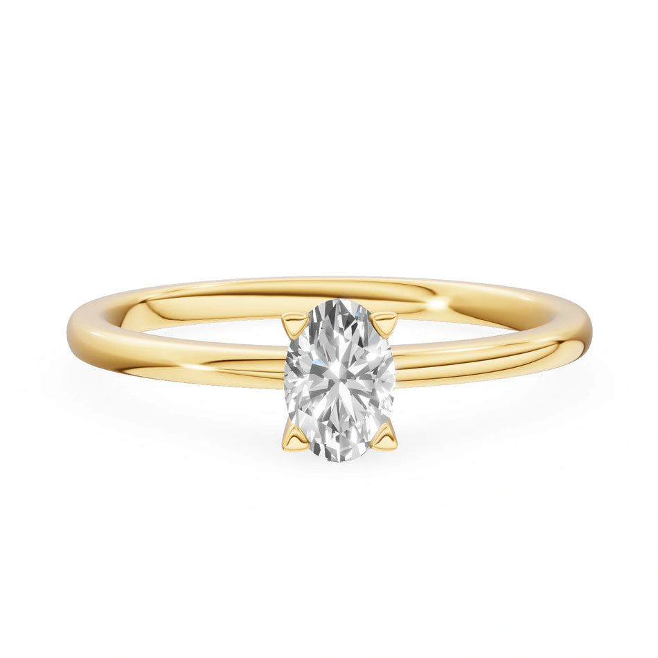 Bague de fiançailles en or jaune 14K (585) - Gremari Seven Shine avec diamant cultivé en laboratoire de 0,50 ct, taille ovale