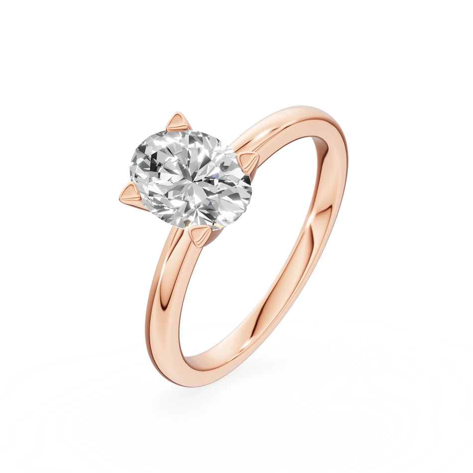 Bague de fiançailles en or rose 14K (585) - Gremari Seven Shine avec diamant de 1,00 ct, taille ovale