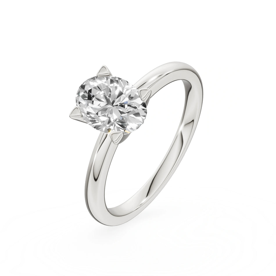 Bague de fiançailles en or blanc 14K (585) - Gremari Seven Shine avec diamant de 1,00 ct, taille ovale