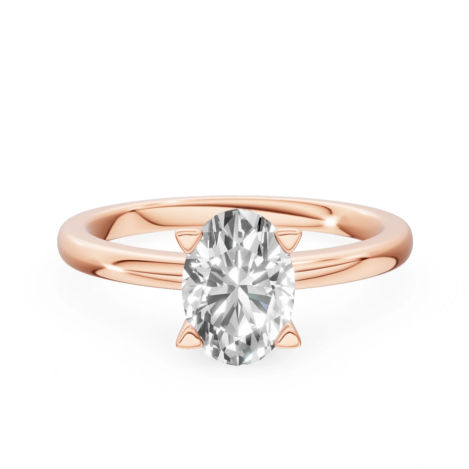 Bague de fiançailles en or rose 14K (585) - Gremari Seven Shine avec diamant de 1,00 ct, taille ovale