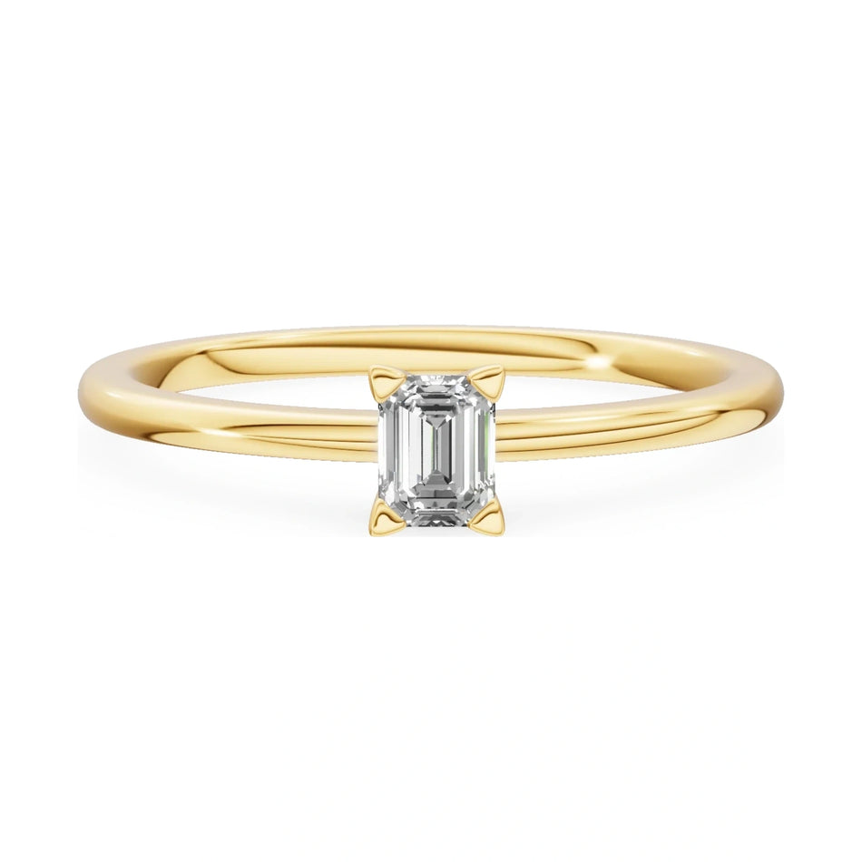 GREMARI Seven Grace 14K yellow gold engagement ring with 0.15 ct emerald-cut lab-grown diamond