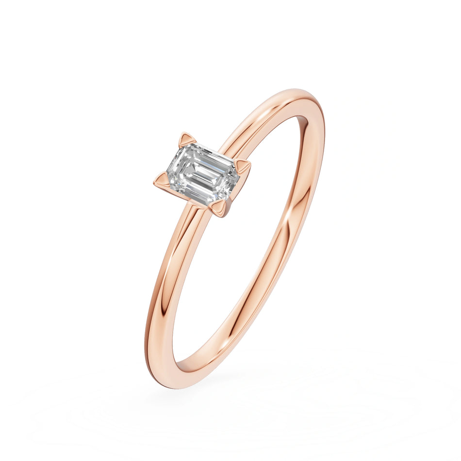 Gremari Seven Grace zásnubný prsteň z ružového zlata s 0,15 ct lab-grown diamantom – Emerald