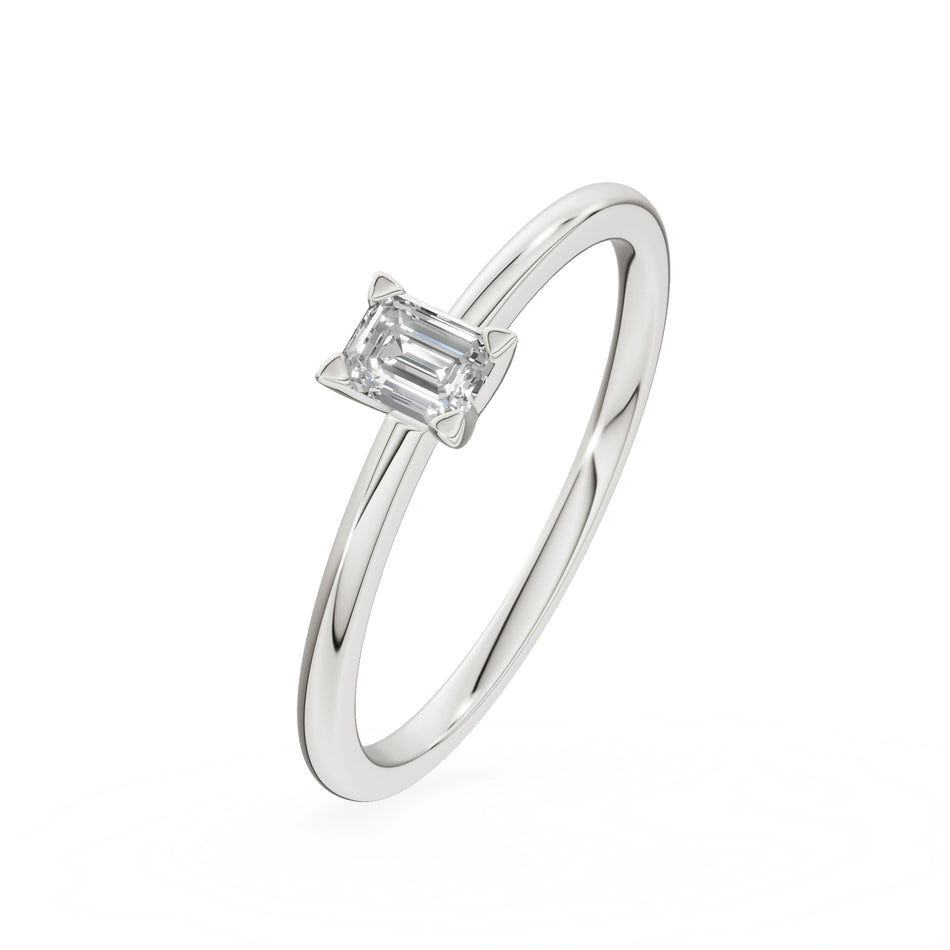 Gremari Seven Grace zásnubný prsteň z bieleho zlata s 0,15 ct lab-grown diamantom – Emerald