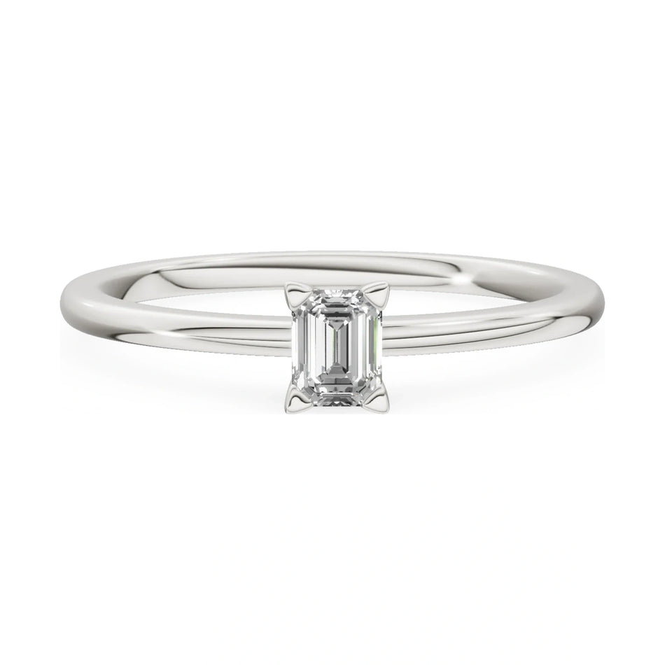 GREMARI Seven Grace 14K white gold engagement ring with 0.15 ct emerald-cut lab-grown diamond