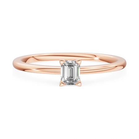 GREMARI Seven Grace 14K rose gold engagement ring with 0.15 ct emerald-cut lab-grown diamond