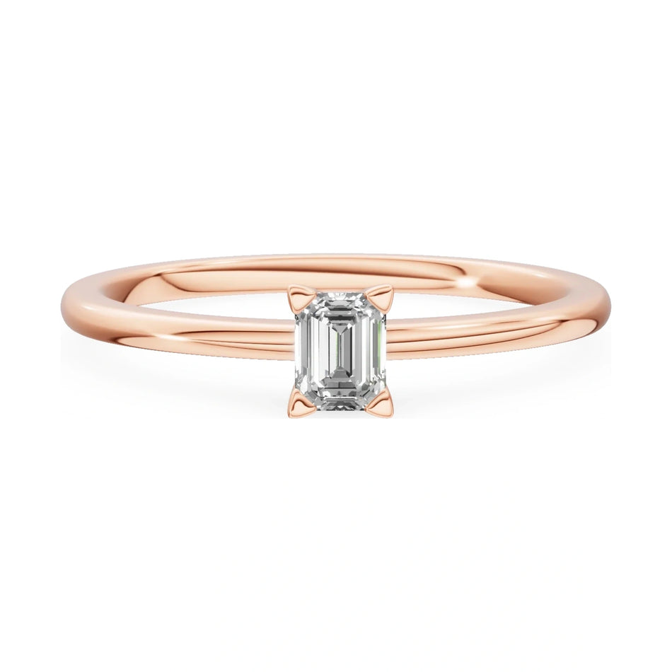GREMARI Seven Grace 14K rose gold engagement ring with 0.15 ct emerald-cut lab-grown diamond