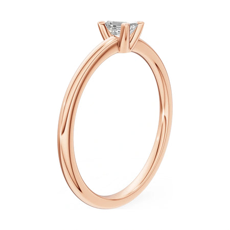 14K rose gold GREMARI Seven Grace ring with 0.15 ct emerald-cut lab-grown diamond