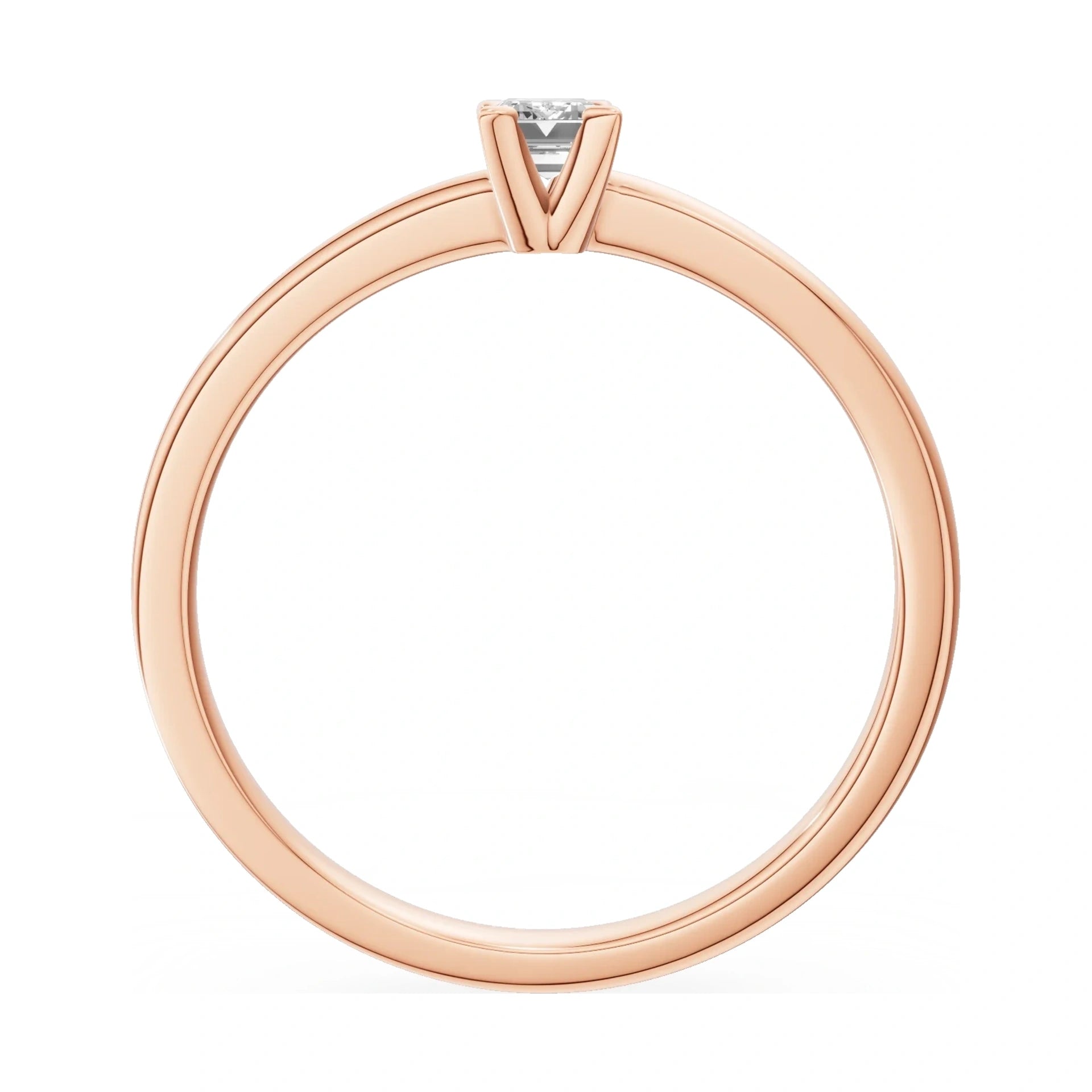 GREMARI Seven Grace emerald-cut lab-grown diamond engagement ring in 14K rose gold, 0.15 ct