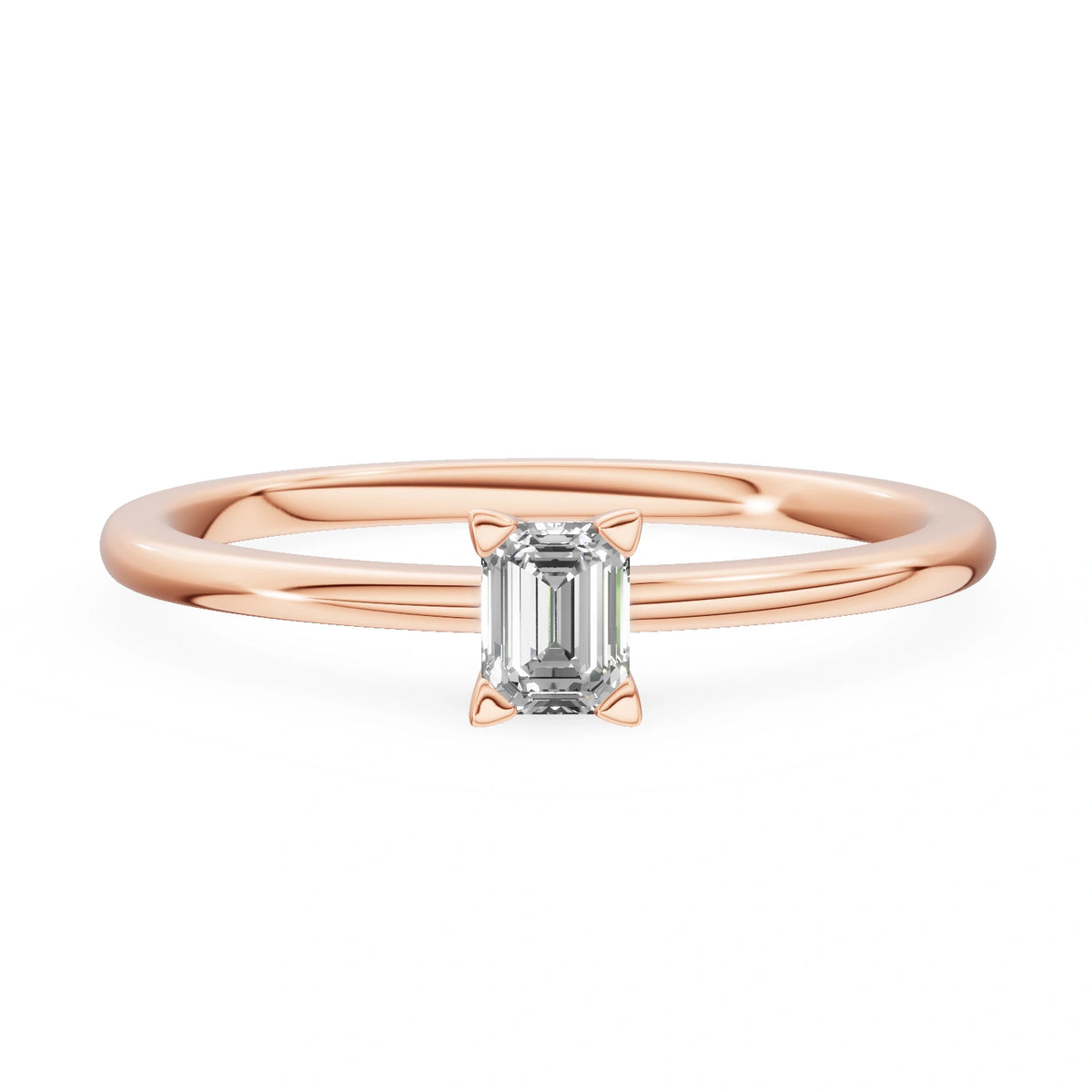 Rose Gold 14K (585) Engagement Ring - Gremari Seven Grace with 0,15ct Diamond, Emerald Cut
