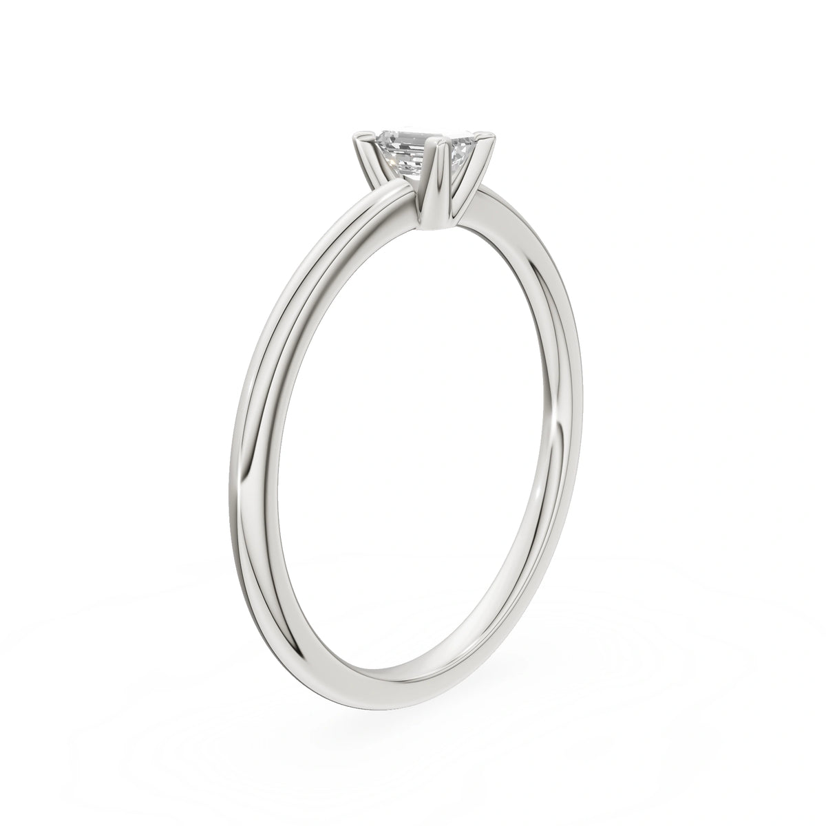 Bague de fiançailles en or blanc 14K (585) - Gremari Seven Shine avec diamant cultivé en laboratoire 0,15 ct, taille émeraude