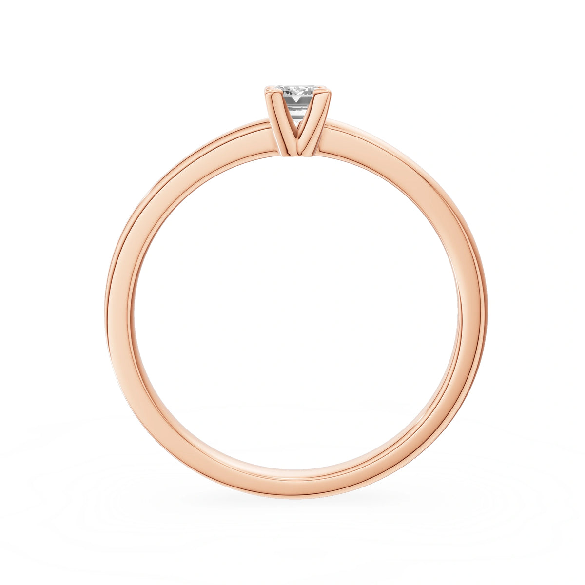 Rose Gold 14K (585) Engagement Ring - Gremari Seven Grace with 0,15ct Diamond, Emerald Cut